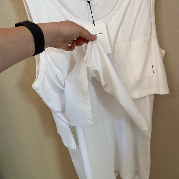 NWT Alexander Wang High Twist Jersey Layered Muscle Mini Dress Womens sz L White - Picture 6 of 15